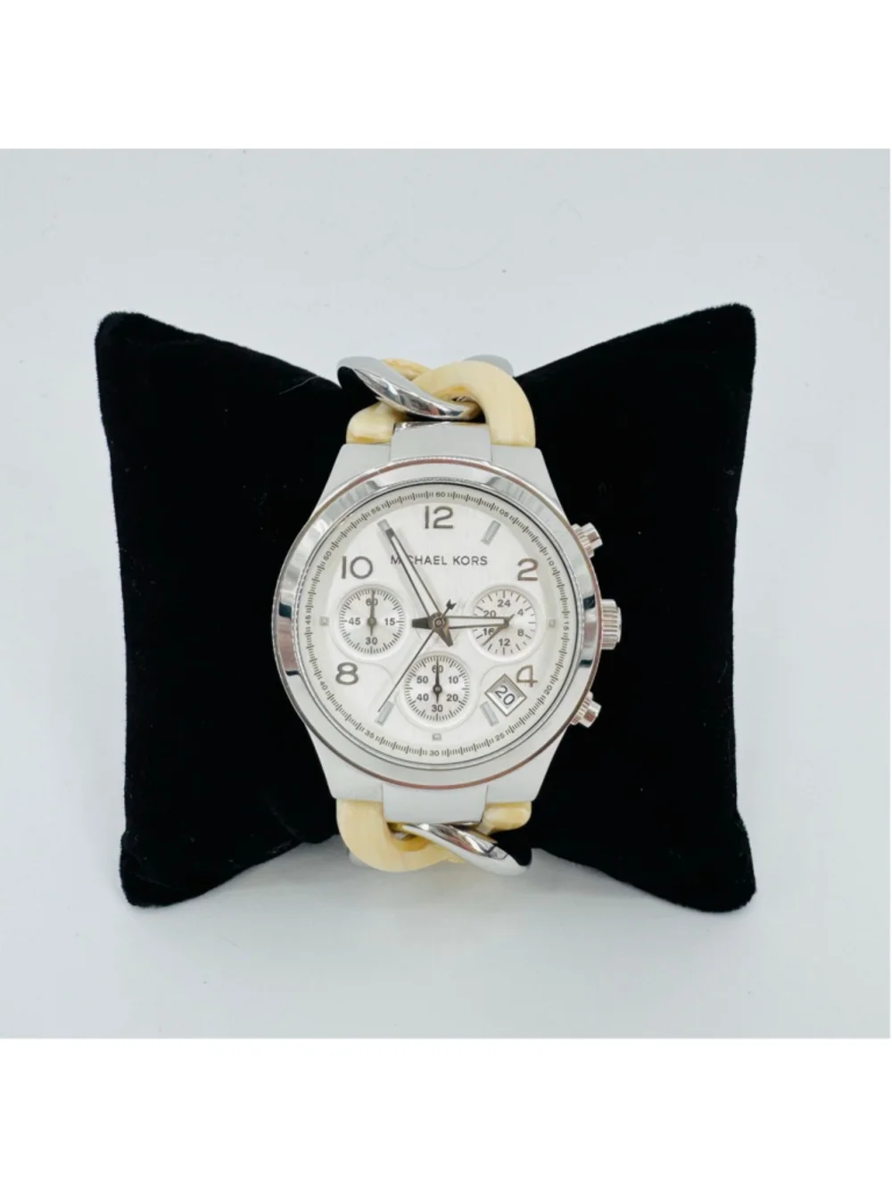 Michael Kors Runway Twist Chronograph Watch Silver Beige